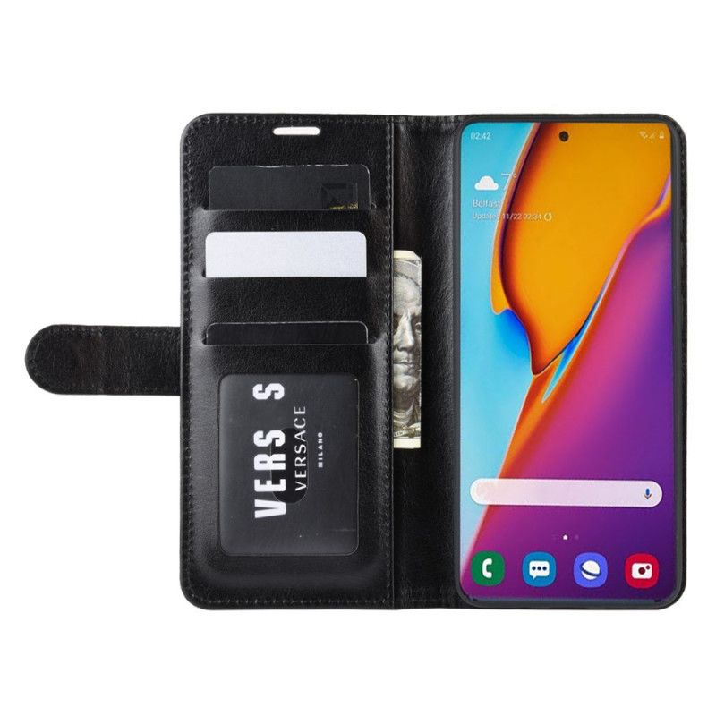 Etui Folio Samsung Galaxy S20 Plus / S20 Plus 5G Biały Czarny Efekt Delikatnej Skóry Etui Ochronne