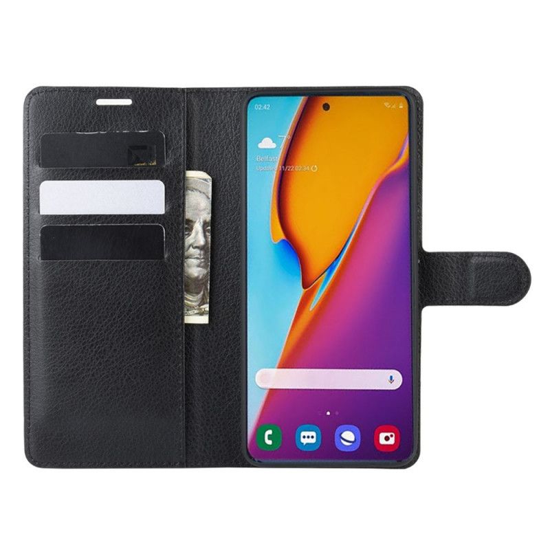 Etui Folio Samsung Galaxy S20 Plus / S20 Plus 5G Biały Czarny Klasyczna Imitacja Skóry Liczi Etui Ochronne