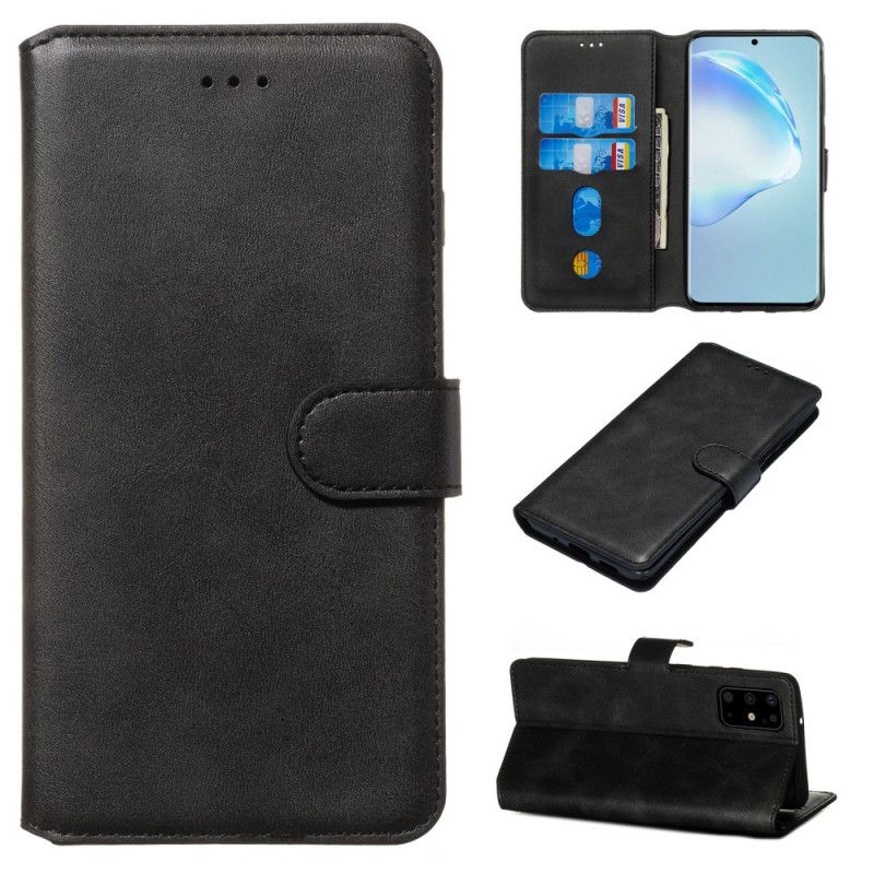 Etui Folio Samsung Galaxy S20 Plus / S20 Plus 5G Czarny Efekt Matowej Skóry Etui Ochronne