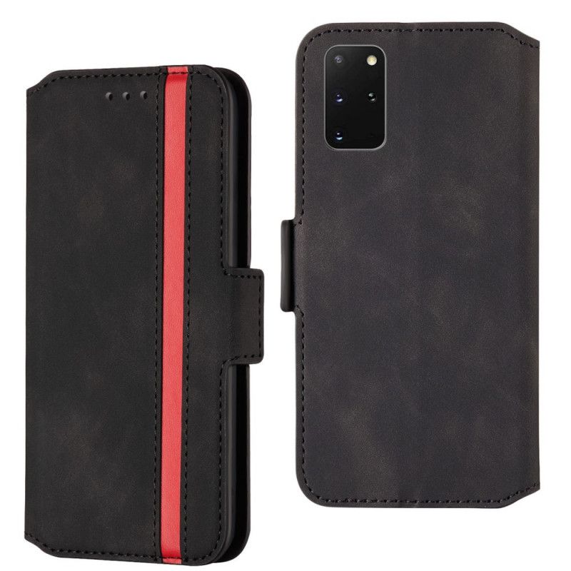 Etui Folio Samsung Galaxy S20 Plus / S20 Plus 5G Czerwony Czarny Dwukolorowa Linia Pionowa Etui Ochronne