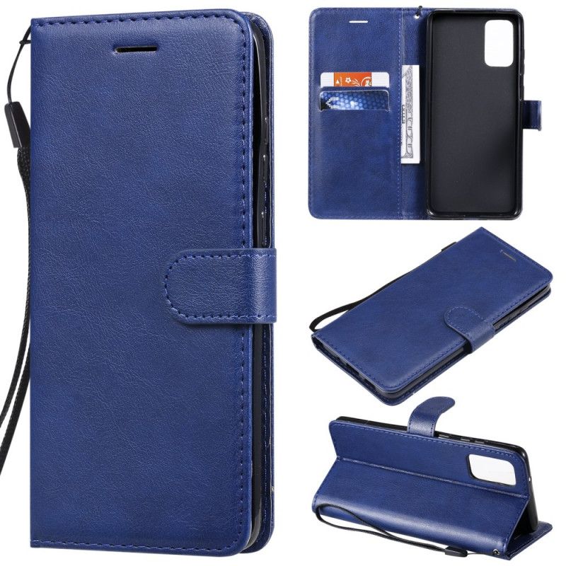 Etui Folio Samsung Galaxy S20 Plus / S20 Plus 5G Granatowy Czarny Efekt Skóry Ze Stringami Etui Ochronne