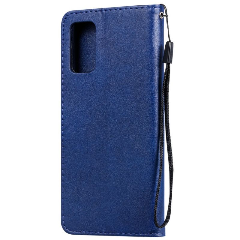 Etui Folio Samsung Galaxy S20 Plus / S20 Plus 5G Granatowy Czarny Efekt Skóry Ze Stringami Etui Ochronne