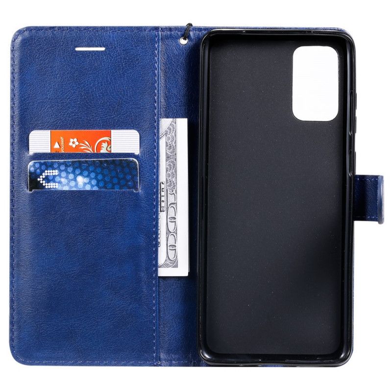 Etui Folio Samsung Galaxy S20 Plus / S20 Plus 5G Granatowy Czarny Efekt Skóry Ze Stringami Etui Ochronne