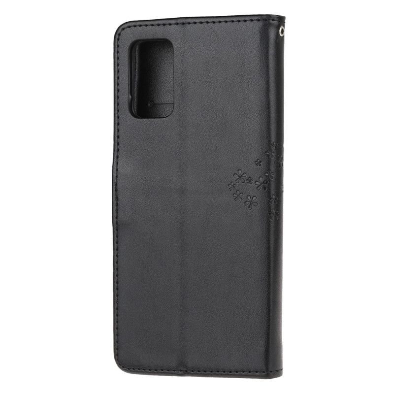 Etui Folio Samsung Galaxy S20 Plus / S20 Plus 5G Jasnoniebieski Czarny Drzewo I Sowy Etui Ochronne