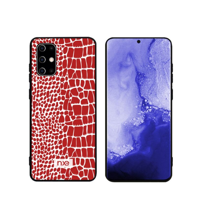 Etui Samsung Galaxy S20 Plus / S20 Plus 5G Czerwony Czarny Nxed Efekt Skóry Krokodyla Etui Ochronne