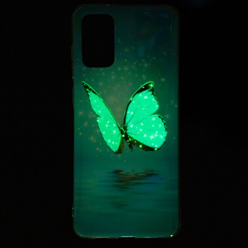 Etui Samsung Galaxy S20 Plus / S20 Plus 5G Fluorescencyjny Niebieski Motyl Etui Ochronne