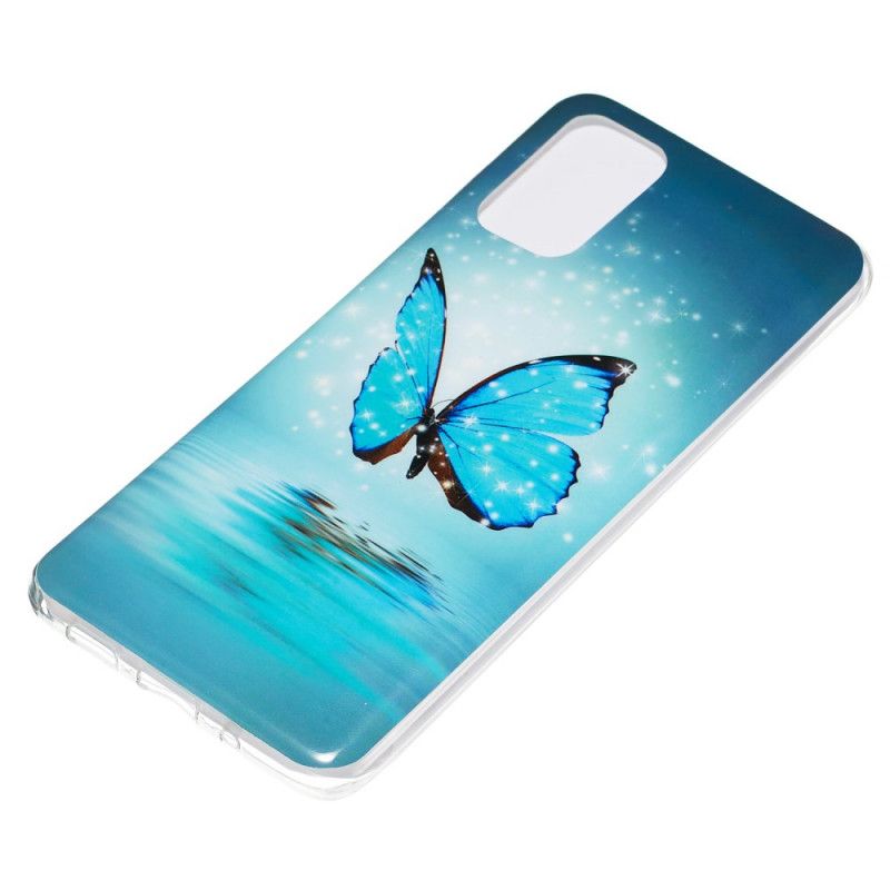 Etui Samsung Galaxy S20 Plus / S20 Plus 5G Fluorescencyjny Niebieski Motyl Etui Ochronne