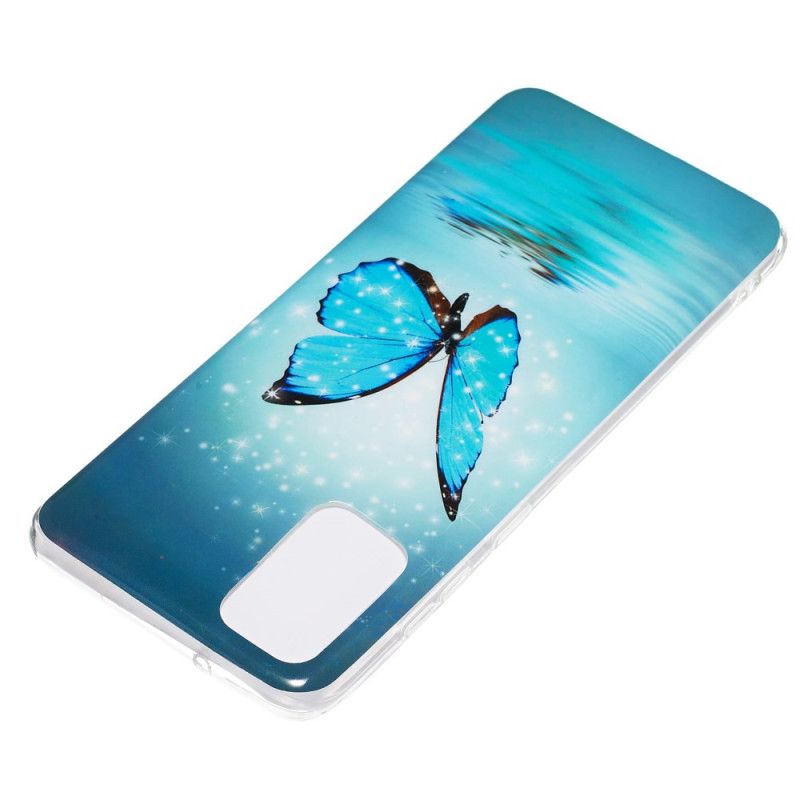 Etui Samsung Galaxy S20 Plus / S20 Plus 5G Fluorescencyjny Niebieski Motyl Etui Ochronne