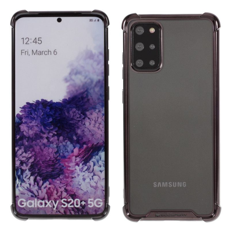 Etui Samsung Galaxy S20 Plus / S20 Plus 5G Srebrny Czarny Przezroczyste Krawędzie W Kolorze Goospery