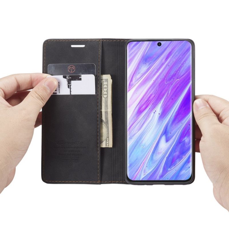 Flip Kotelot Samsung Galaxy S20 Plus / S20 Plus 5G Granatowy Czarny Etui Z Imitacji Skóry Etui Ochronne