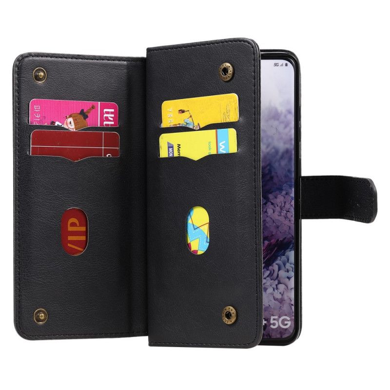 Pokrowce Samsung Galaxy S20 Plus / S20 Plus 5G Granatowy Czarny Wielofunkcyjne Etui Na 10 Kart