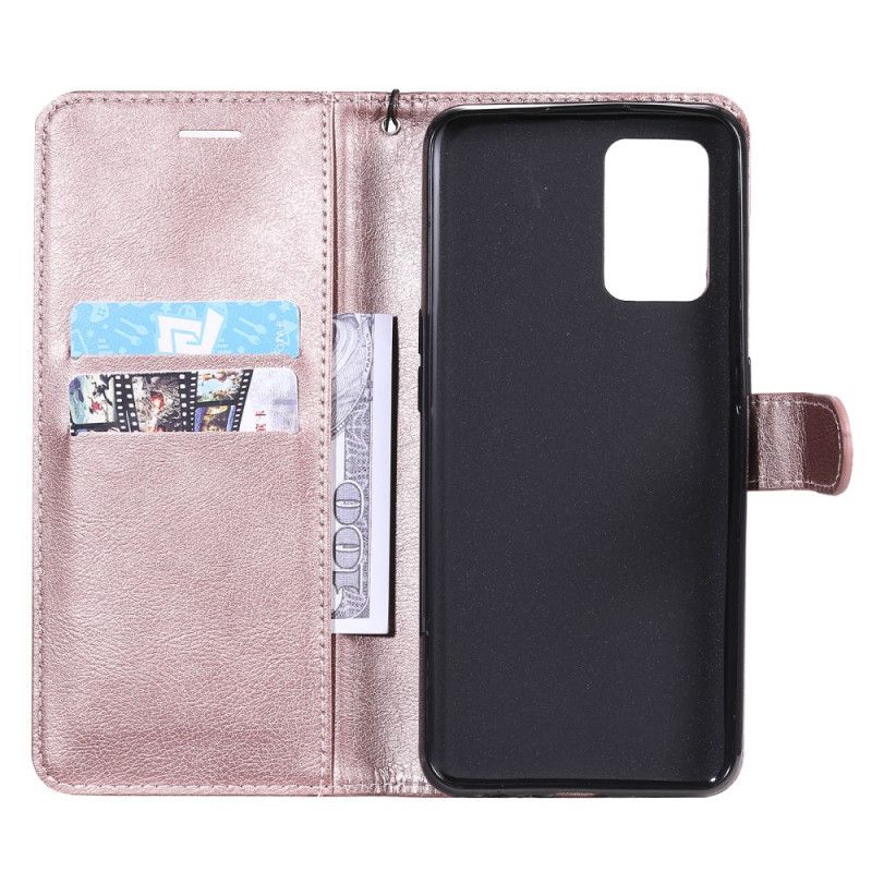 Etui Folio Do Oppo A74 4g Skórzany Pasek Z Efektem