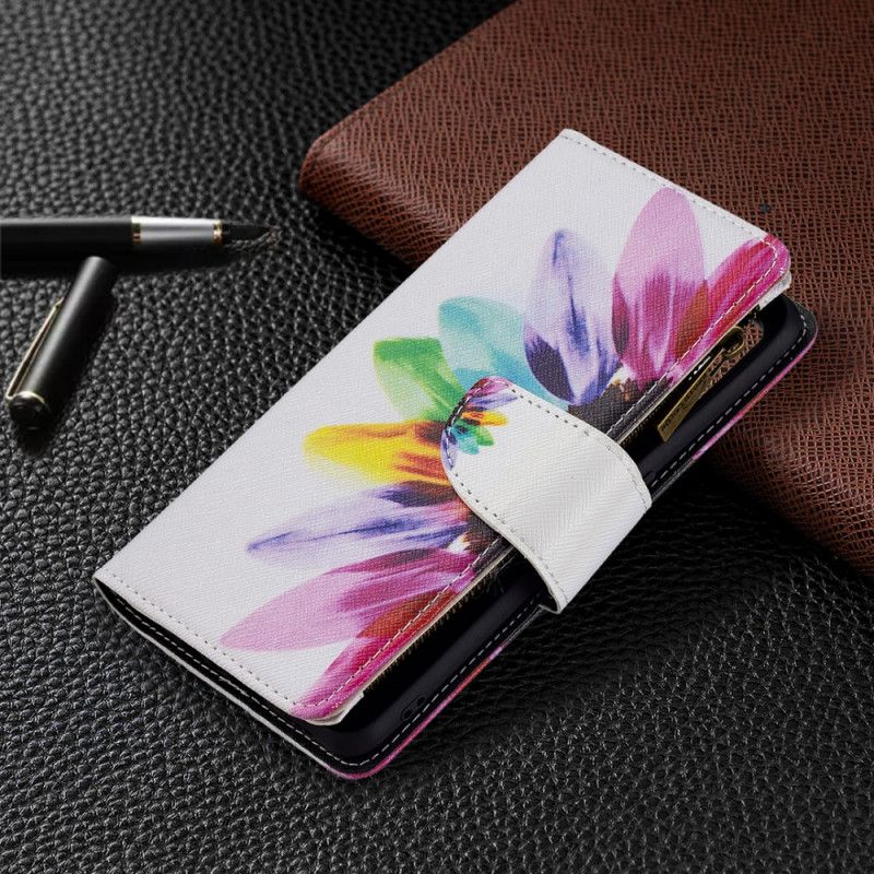 Etui Folio Oppo A74 4g Kwiatowa Kieszeń Zapinana Na Zamek