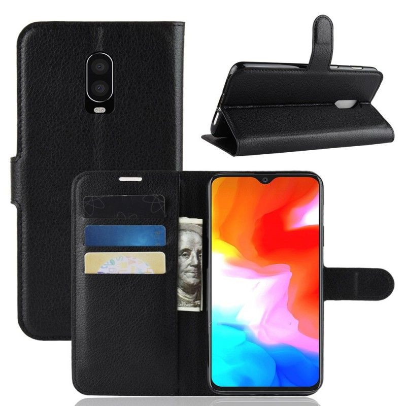 Etui Folio OnePlus 6T Biały Czarny Klasyczny Etui Ochronne