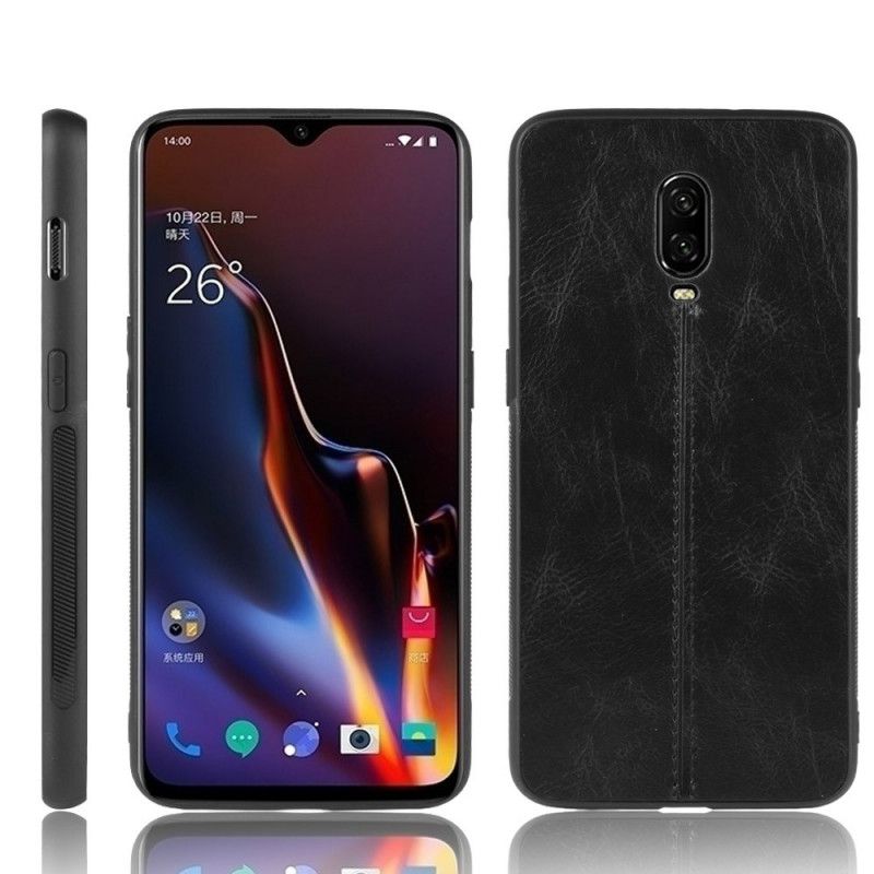 Etui OnePlus 6T Czerwony Czarny Szwy W Stylu Skóry Etui Ochronne