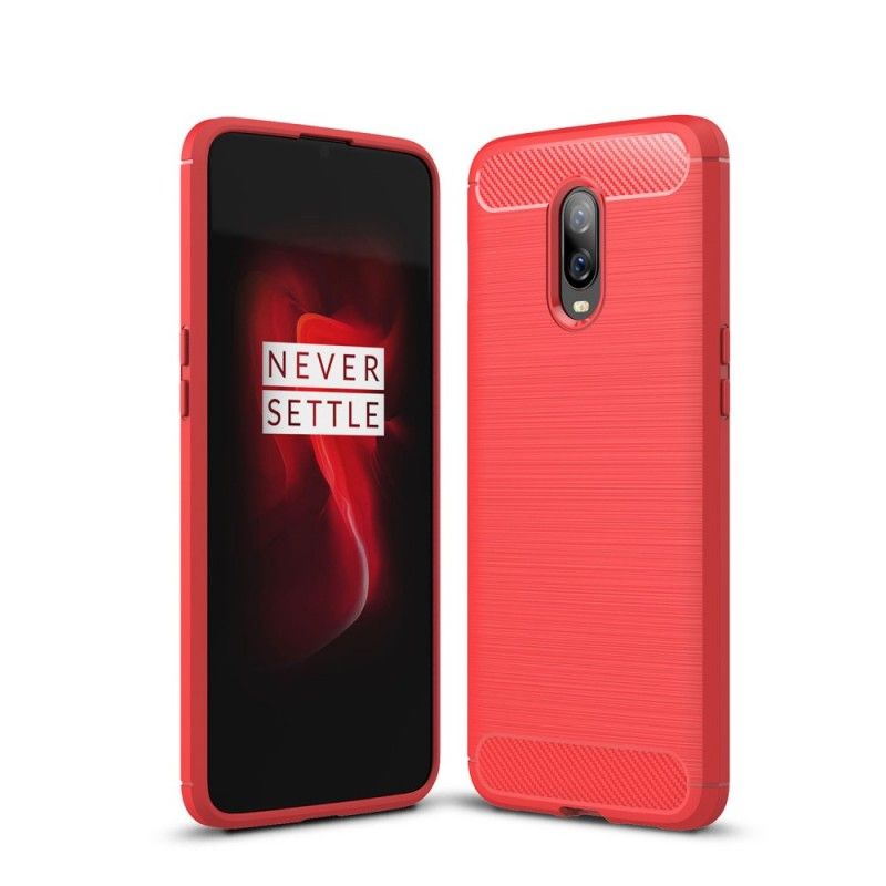 Futerały OnePlus 6T Czerwony Czarny Szczotkowane Włókno Węglowe