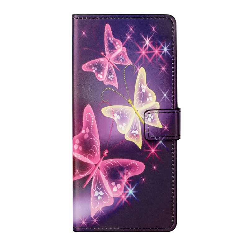 Etui Folio Xiaomi Mi 10T / 10T Pro Biały Czarny Motyle I Kwiaty Etui Ochronne