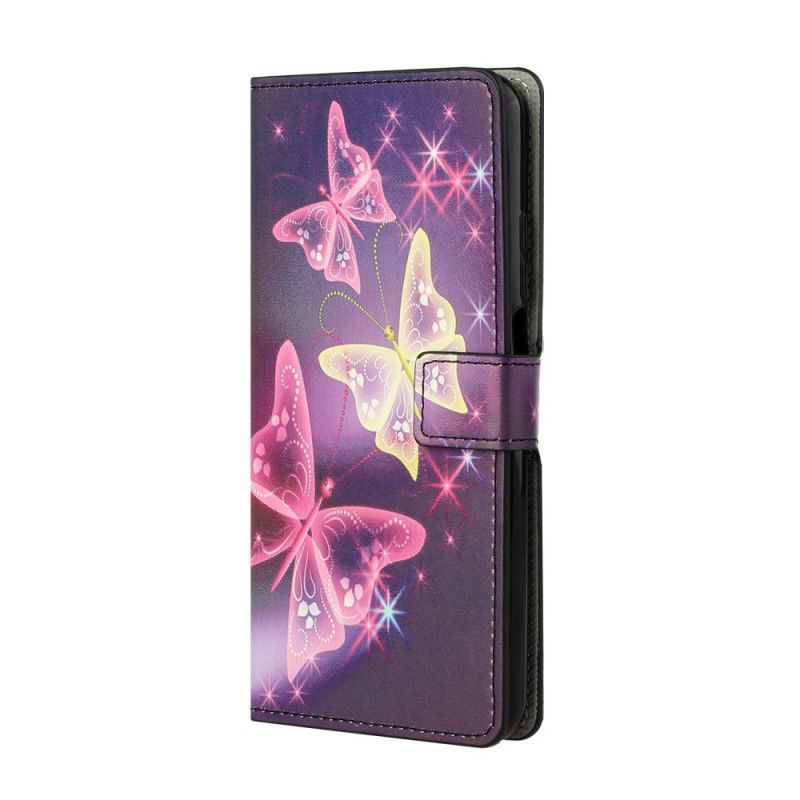 Etui Folio Xiaomi Mi 10T / 10T Pro Biały Czarny Motyle I Kwiaty Etui Ochronne