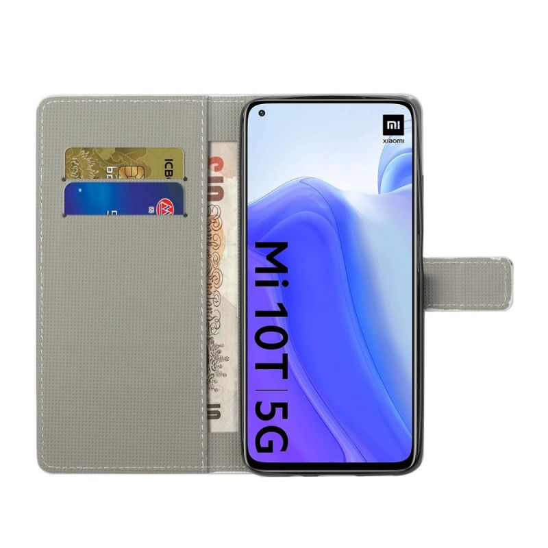 Etui Folio Xiaomi Mi 10T / 10T Pro Biały Czarny Motyle I Kwiaty Etui Ochronne