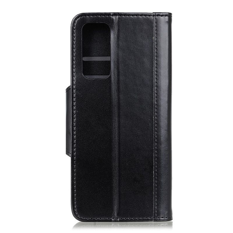 Etui Folio Xiaomi Mi 10T / 10T Pro Ciemnoniebieski Czarny Srebrne Zapięcie Z Imitacji Skóry