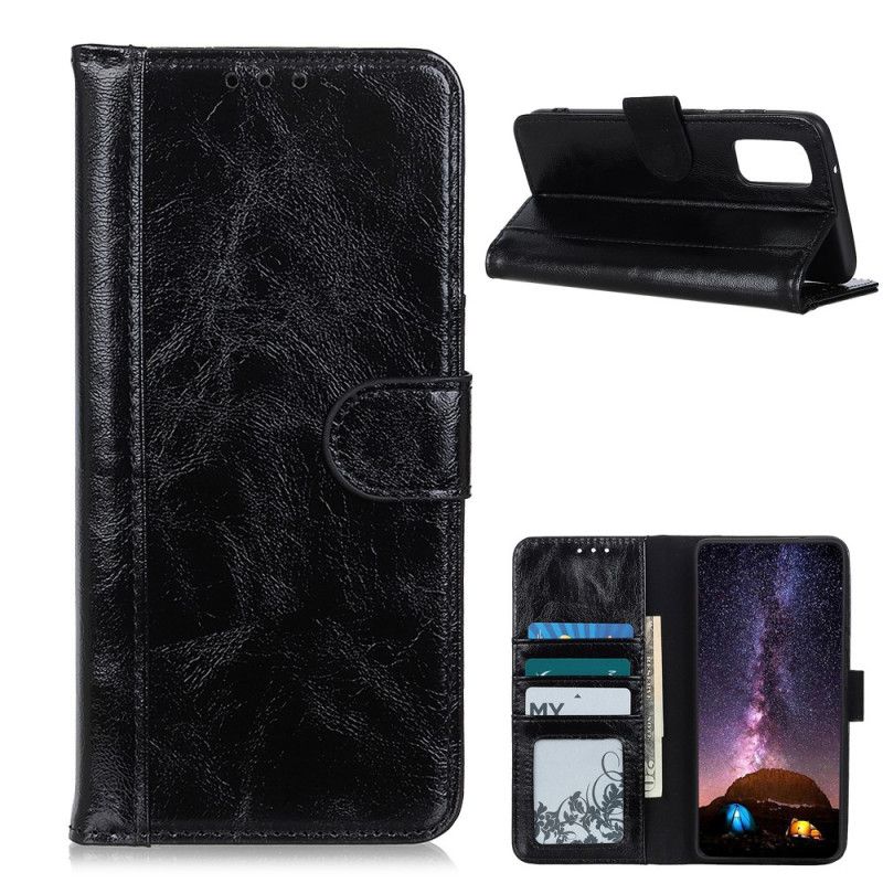 Etui Folio Xiaomi Mi 10T / 10T Pro Czerwony Czarny Dwoina Lakierowana Skóra Etui Ochronne