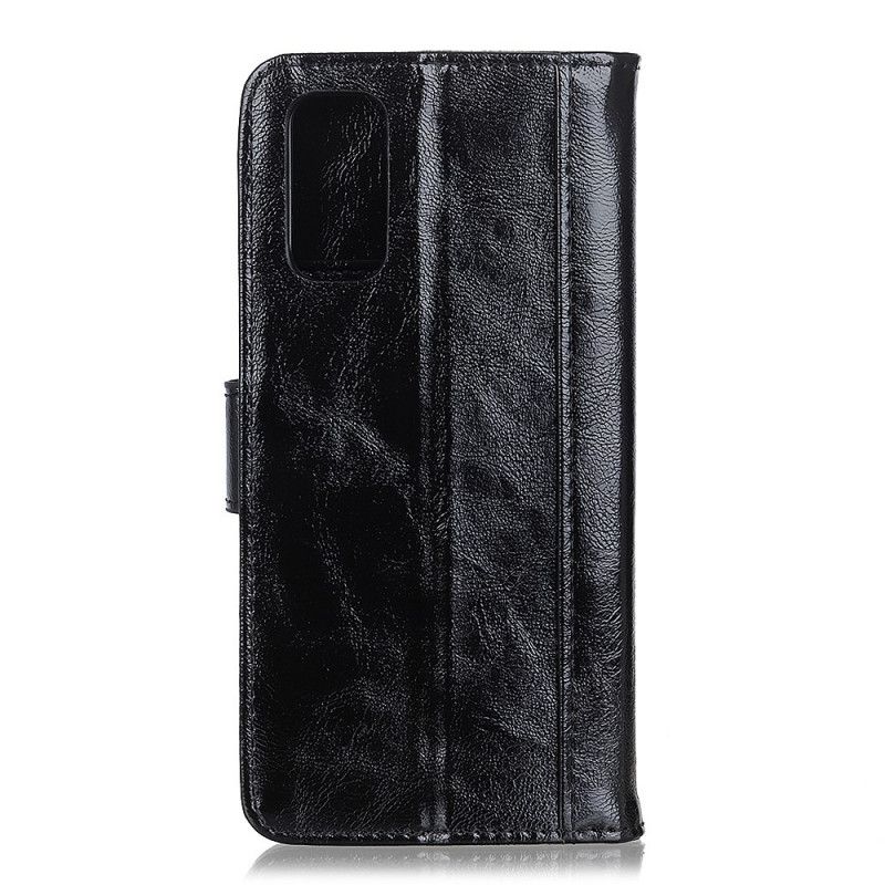 Etui Folio Xiaomi Mi 10T / 10T Pro Czerwony Czarny Dwoina Lakierowana Skóra Etui Ochronne