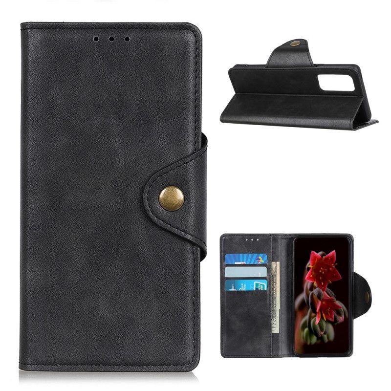 Etui Folio Xiaomi Mi 10T / 10T Pro Czerwony Czarny Imitacja Skóry Guzików Etui Ochronne