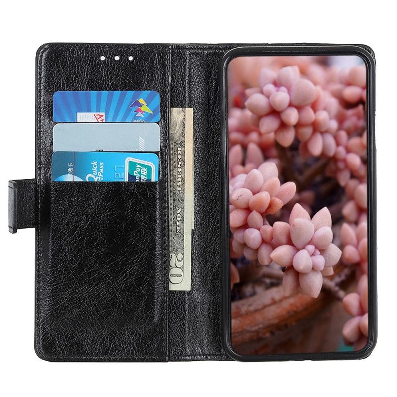 Etui Folio Xiaomi Mi 10T / 10T Pro Czerwony Czarny Nity W Stylu Vintage Ze Skóry Nappa Etui Ochronne