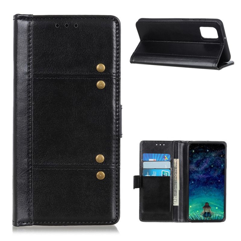 Etui Folio Xiaomi Mi 10T / 10T Pro Czerwony Czarny Wersja Premium Z Nitami Retro