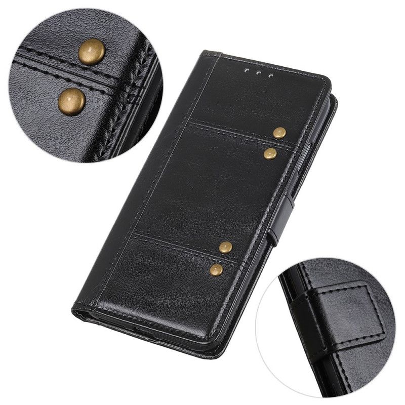 Etui Folio Xiaomi Mi 10T / 10T Pro Czerwony Czarny Wersja Z Nitami Retro Etui Ochronne