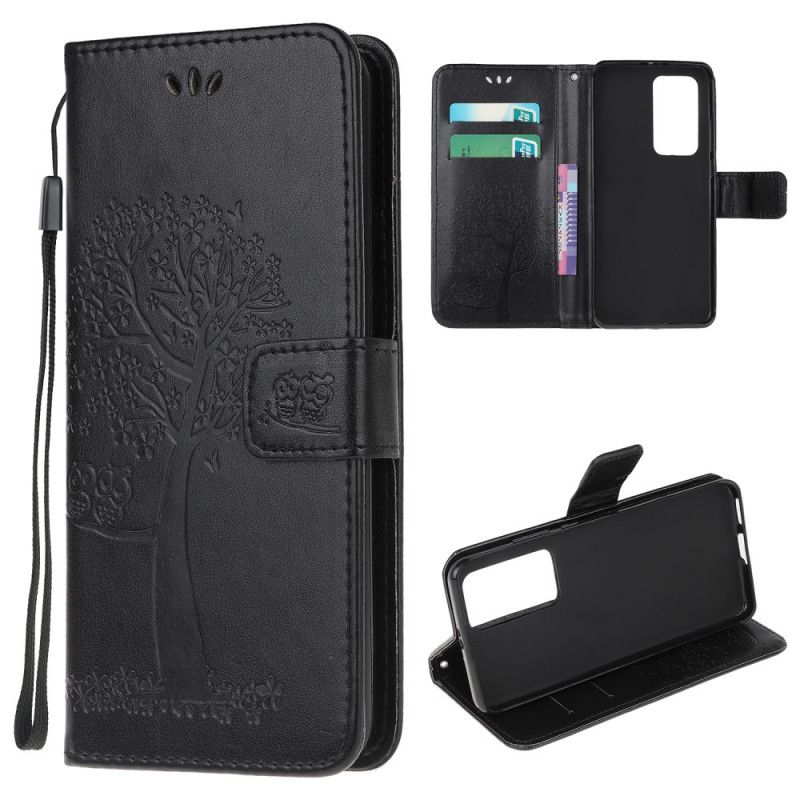 Etui Folio Xiaomi Mi 10T / 10T Pro Szary Czarny Sowy Drzewne I Stringi