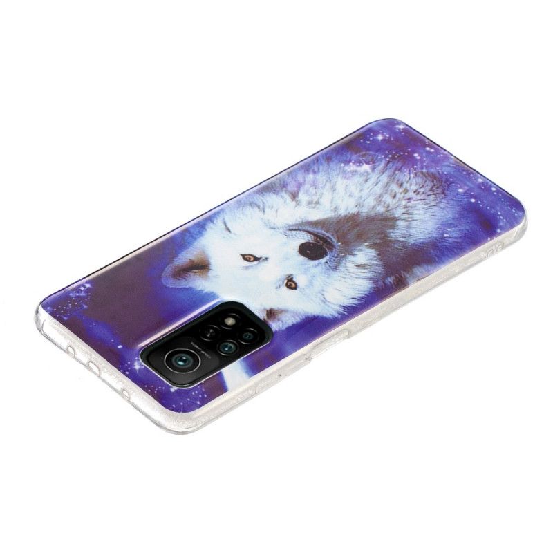 Etui Xiaomi Mi 10T / 10T Pro Ciemnoniebieski Zielony Fluorescencyjna Seria Wilków