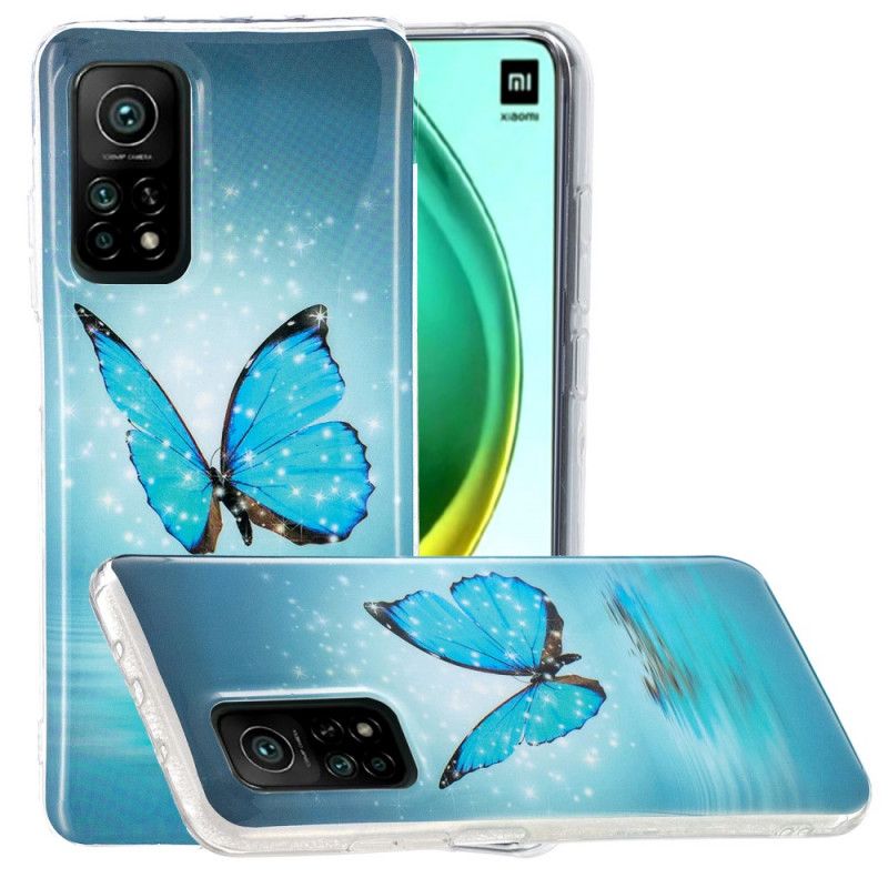 Etui Xiaomi Mi 10T / 10T Pro Fluorescencyjny Niebieski Motyl