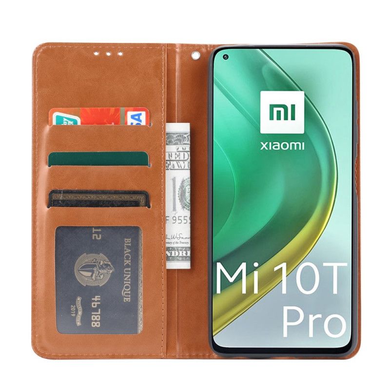 Flip Kotelot Xiaomi Mi 10T / 10T Pro Czerwony Czarny Etui Na Karty Ze Sztucznej Skóry Etui Ochronne