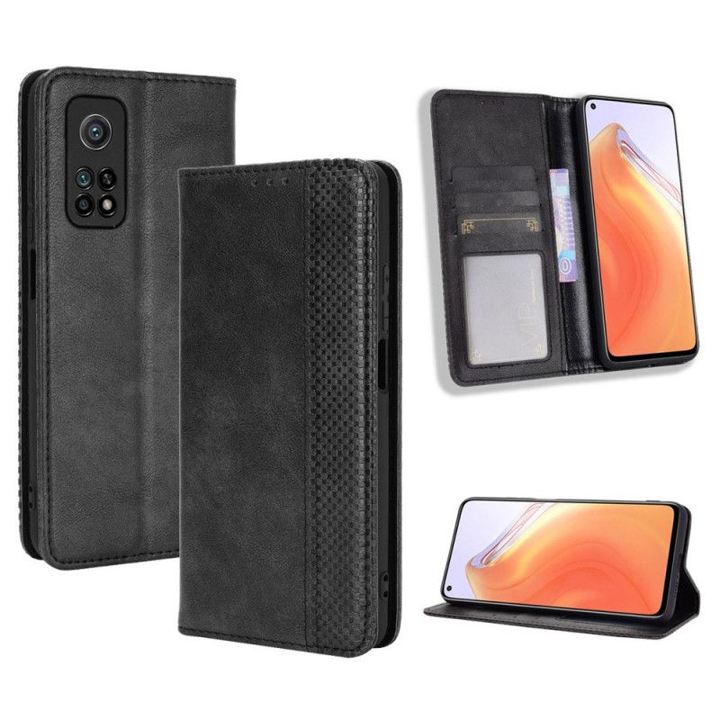 Flip Kotelot Xiaomi Mi 10T / 10T Pro Czerwony Czarny Stylizowany Efekt Skóry W Stylu Vintage Etui Ochronne