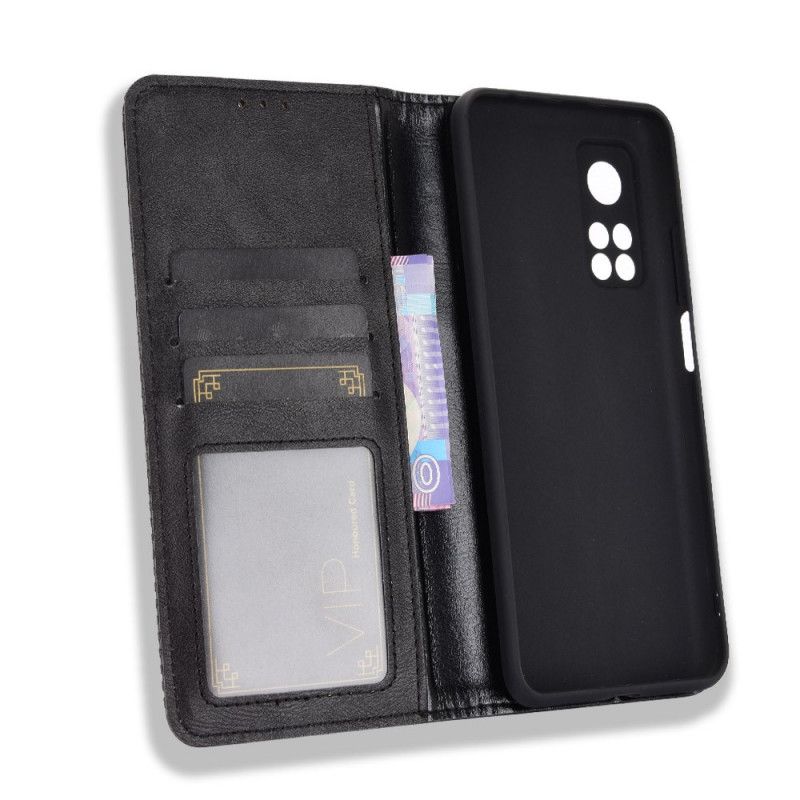 Flip Kotelot Xiaomi Mi 10T / 10T Pro Czerwony Czarny Stylizowany Efekt Skóry W Stylu Vintage Etui Ochronne