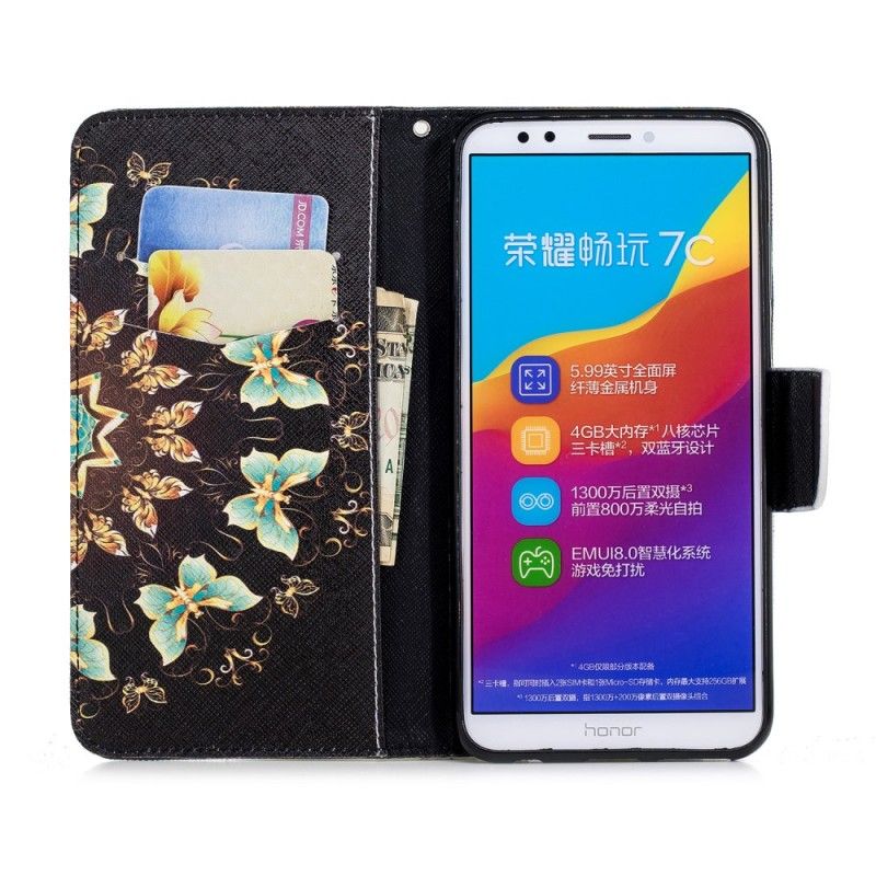 Etui Folio Huawei Y7 2018 Mandala Motyla