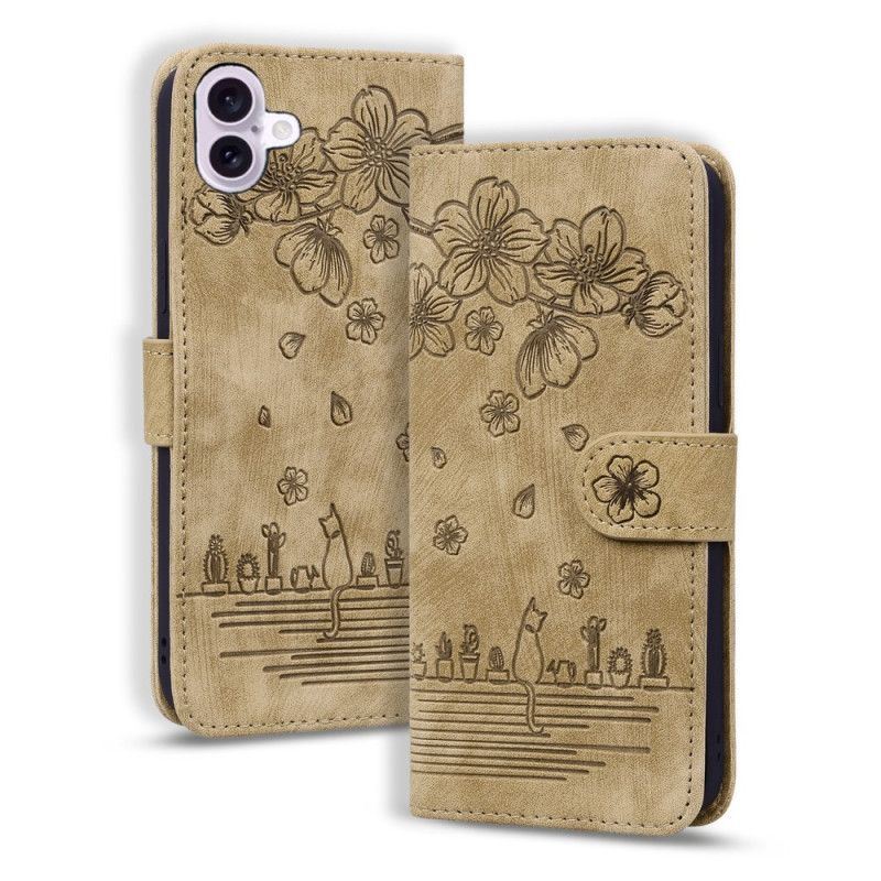 Etui Do iPhone 16 Plus Scena Z Kotem W Stringach