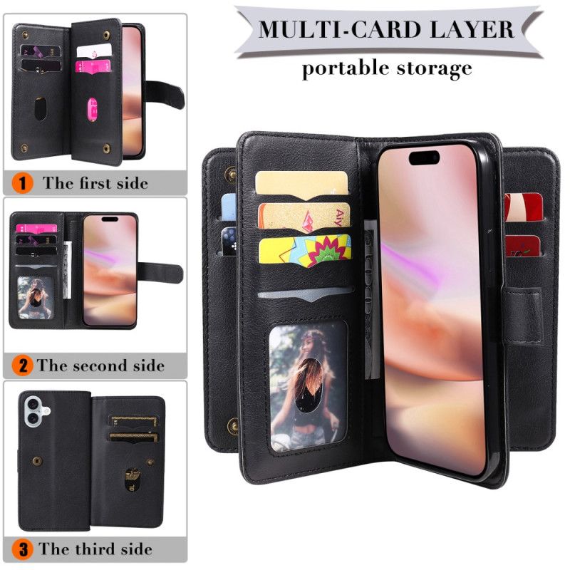 Etui Folio Do iPhone 16 Plus 10 Posiadaczy Kart