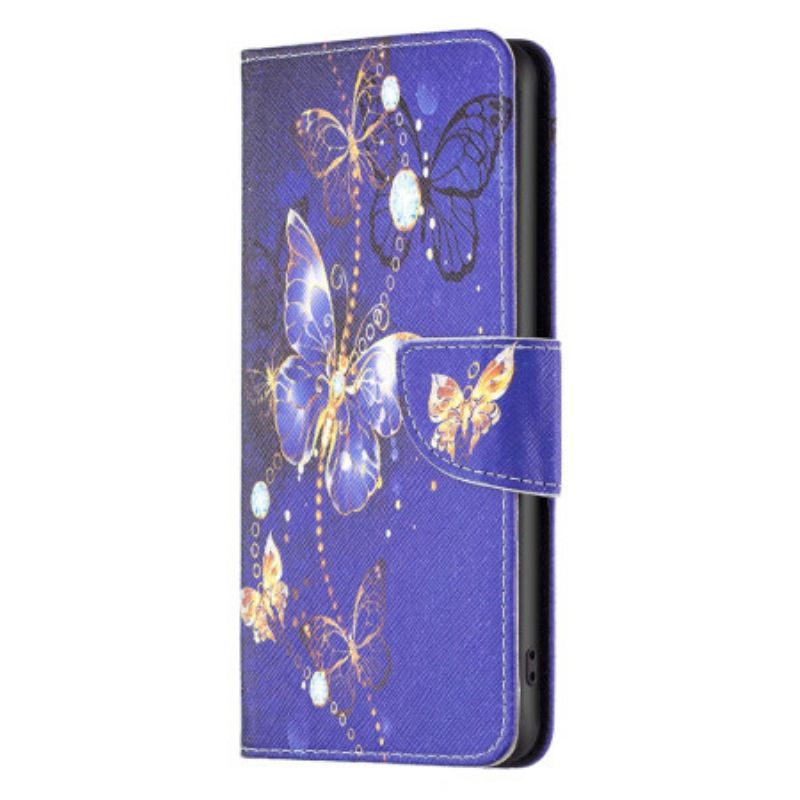 Etui Folio Do iPhone 16 Plus Fioletowe Motyle