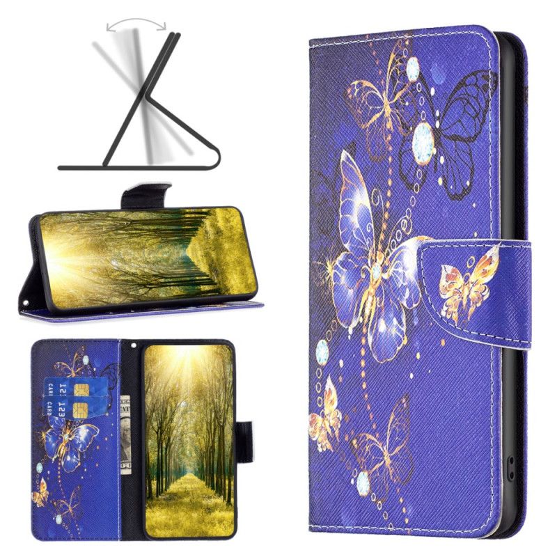 Etui Folio Do iPhone 16 Plus Fioletowe Motyle