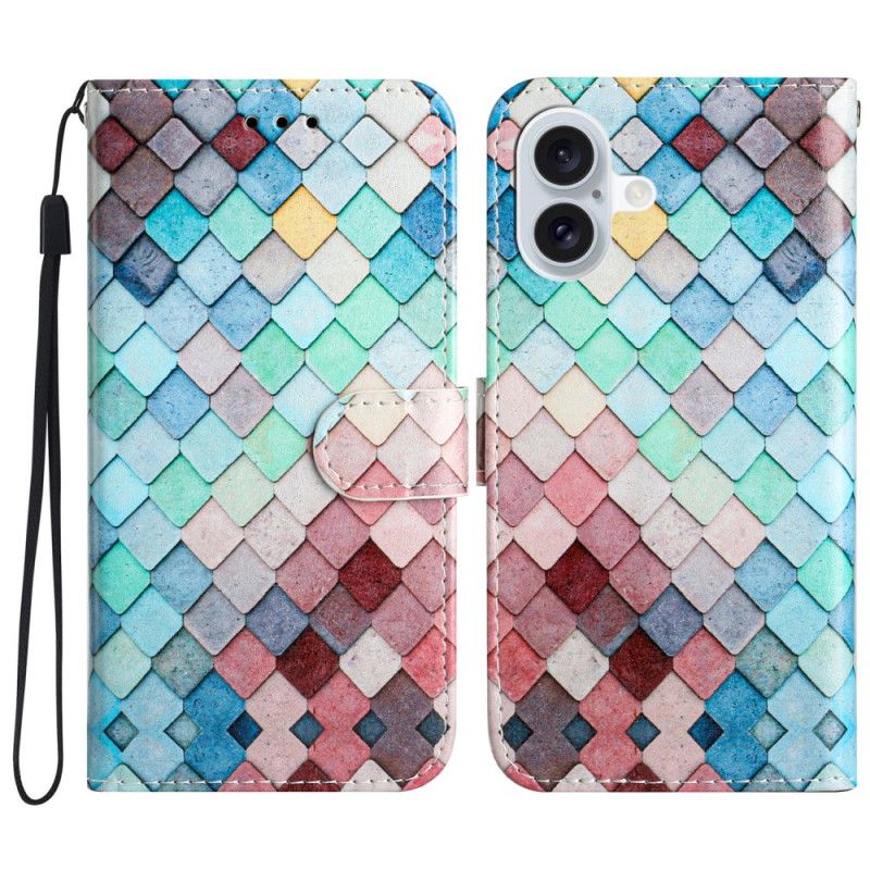 Etui Folio Do iPhone 16 Plus Kratki Paskowe