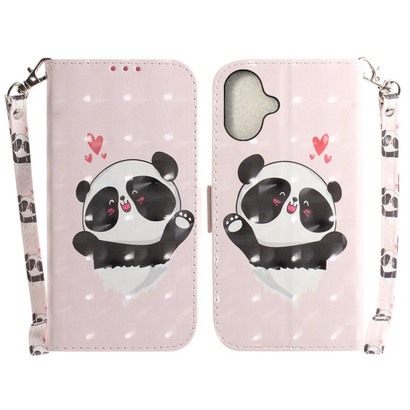 Etui Folio Do iPhone 16 Plus Panda Love Z Paskiem