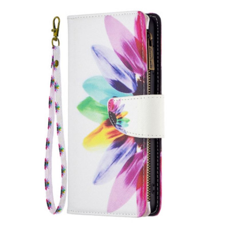 Etui Folio Do iPhone 16 Plus Portfel W Akwarelowe Kwiaty Z Paskiem