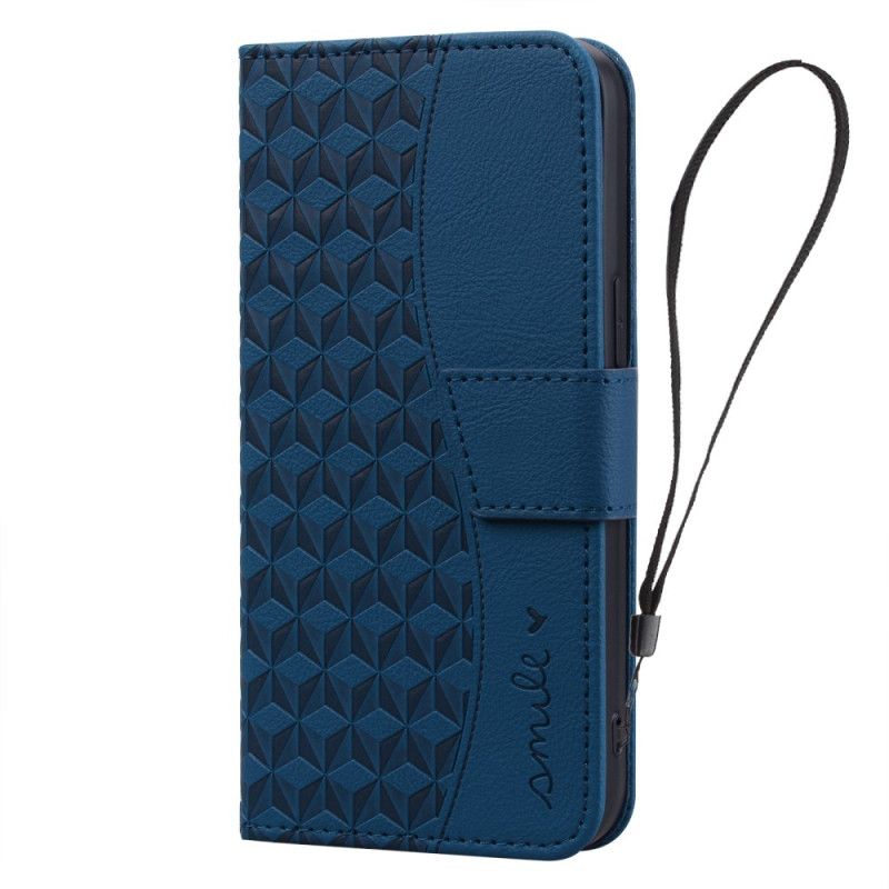 Etui Folio Do iPhone 16 Plus Poziomy Fryz Rombowy Z Paskiem