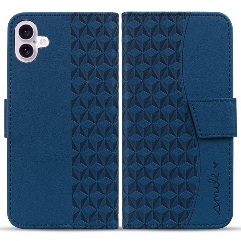 Etui Folio Do iPhone 16 Plus Poziomy Fryz Rombowy Z Paskiem