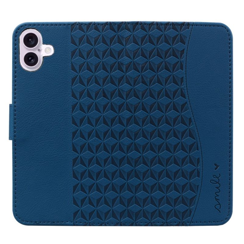 Etui Folio Do iPhone 16 Plus Poziomy Fryz Rombowy Z Paskiem