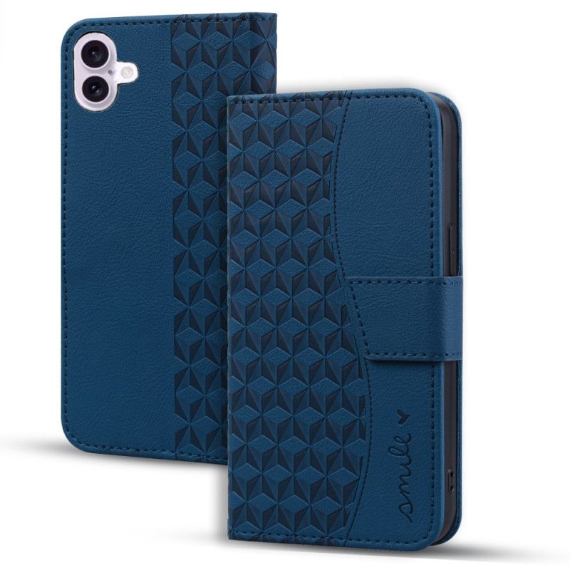 Etui Folio Do iPhone 16 Plus Poziomy Fryz Rombowy Z Paskiem