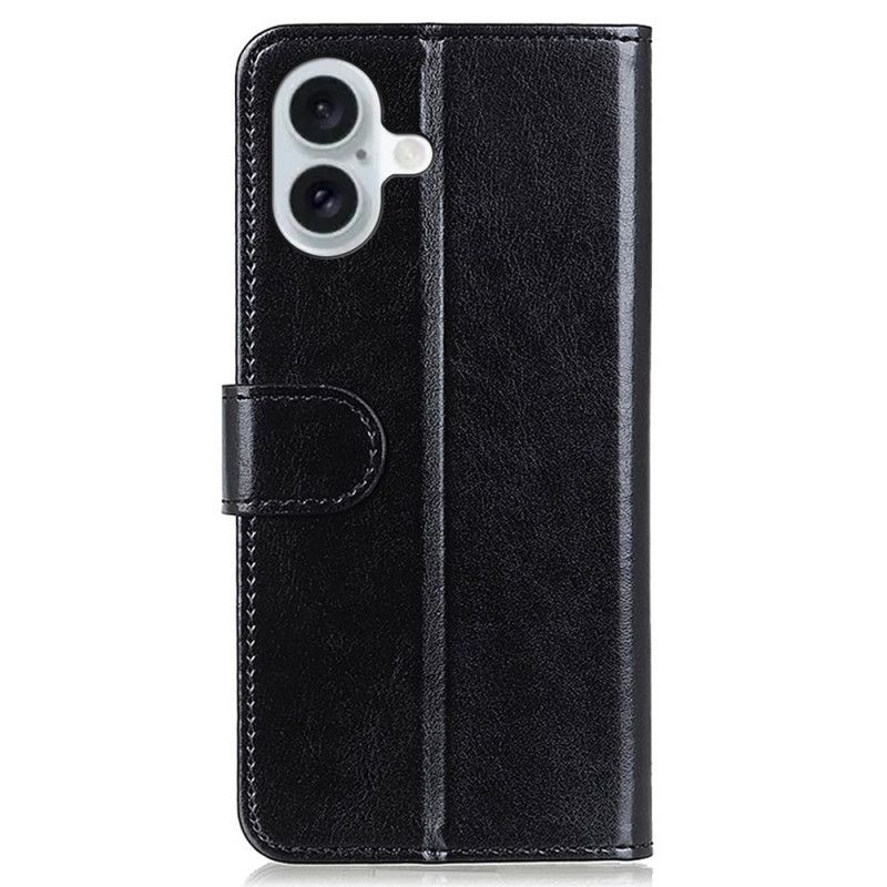 Etui Folio Do iPhone 16 Plus Sztuczna Skóra Lakierowana