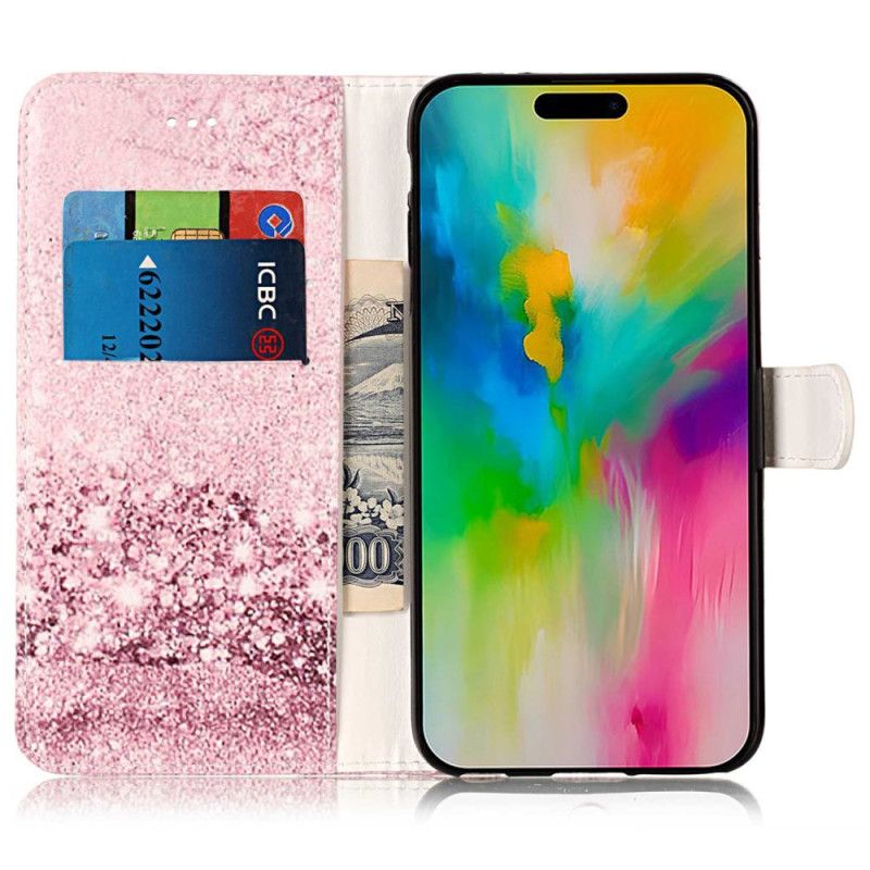 Etui Folio Do iPhone 16 Plus Wzór Różowego Marmuru